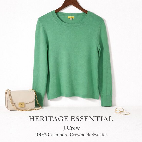 J. Crew Sweaters - J.Crew 100% Cashmere Crewneck Sweater Green Size L Classic Luxe Knit